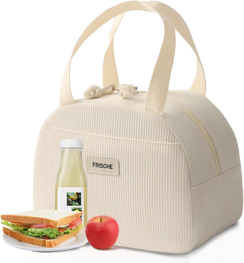 Baglemon Lunch Bag for Women Men Cute Corduroy Lunch Tote Bags Reusable Insulated Lunch Box Large Capacity Reusable Insulated Cooler for Work/Picnic/Travel - Image 1